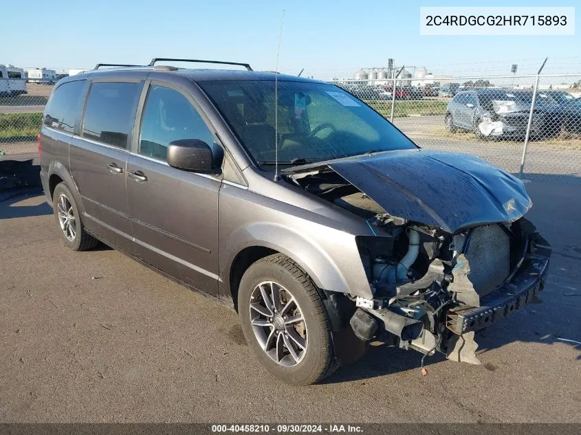 2017 Dodge Grand Caravan Sxt VIN: 2C4RDGCG2HR715893 Lot: 40458210