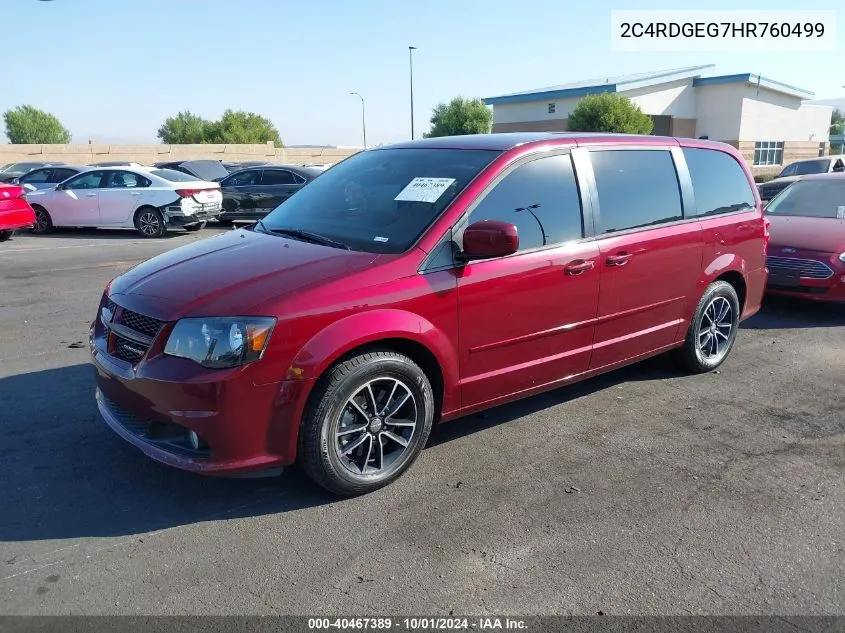 2017 Dodge Grand Caravan Gt VIN: 2C4RDGEG7HR760499 Lot: 40467389