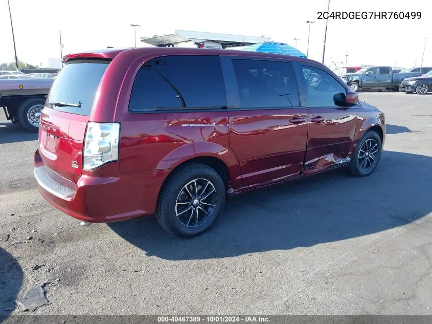 2017 Dodge Grand Caravan Gt VIN: 2C4RDGEG7HR760499 Lot: 40467389