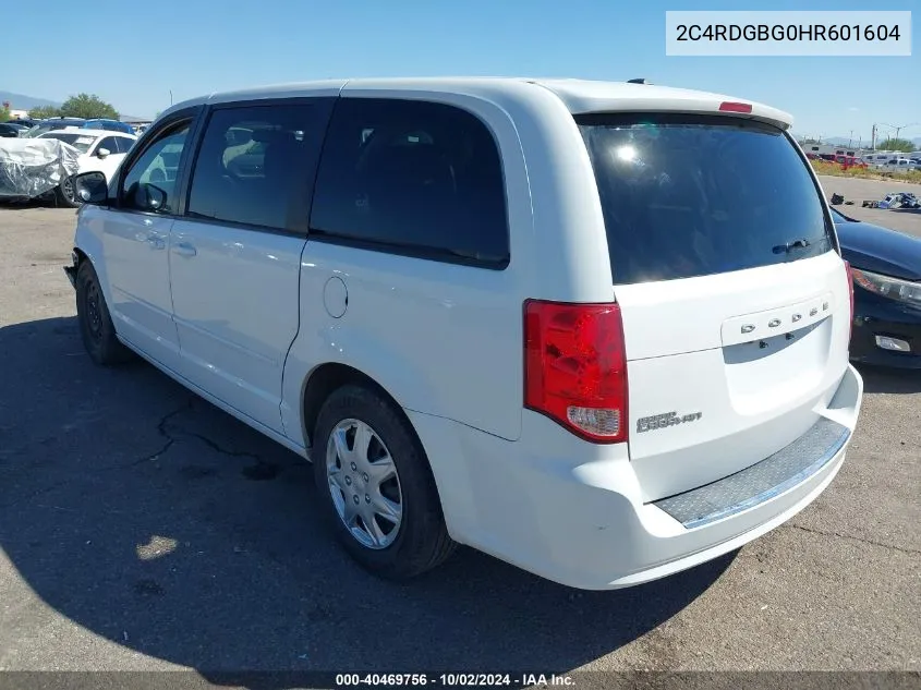 2017 Dodge Grand Caravan Se VIN: 2C4RDGBG0HR601604 Lot: 40469756