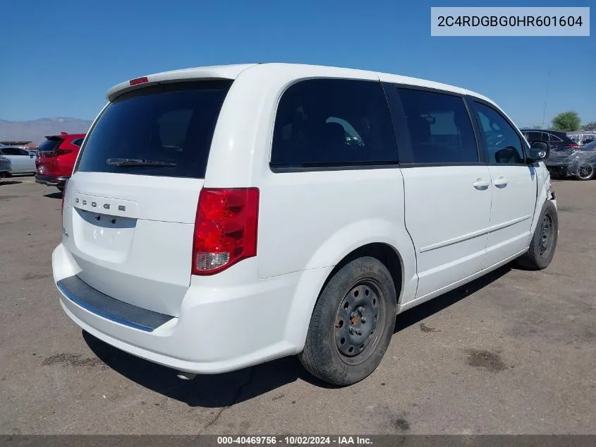 2017 Dodge Grand Caravan Se VIN: 2C4RDGBG0HR601604 Lot: 40469756