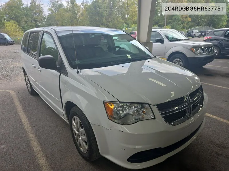 2C4RDGBG6HR637751 2017 Dodge Grand Caravan Se