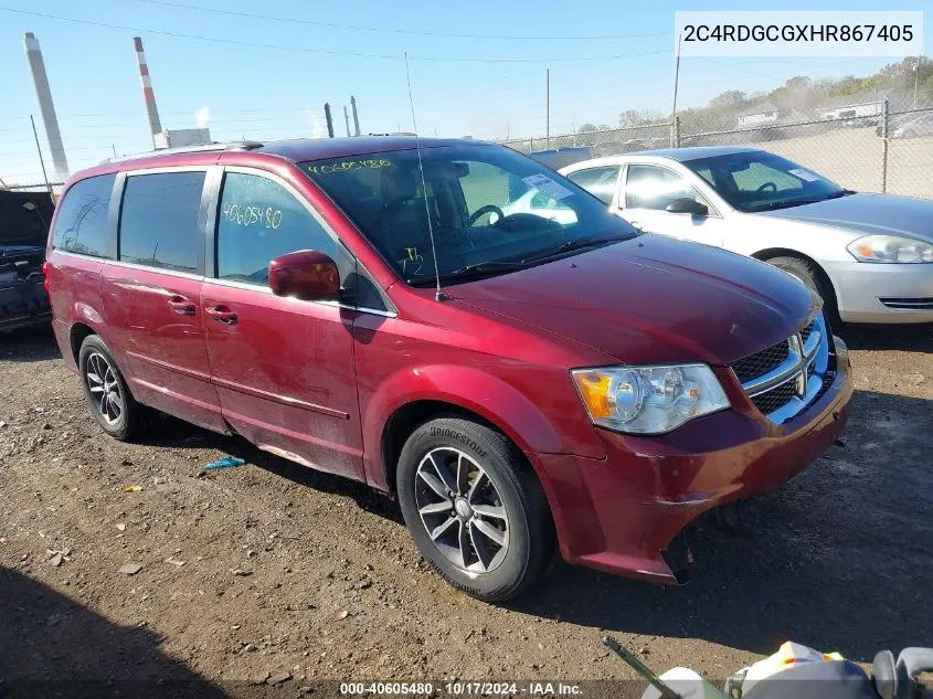 2017 Dodge Grand Caravan Sxt VIN: 2C4RDGCGXHR867405 Lot: 40605480