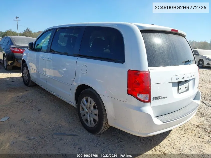 2017 Dodge Grand Caravan Se VIN: 2C4RDGBG2HR772726 Lot: 40609706