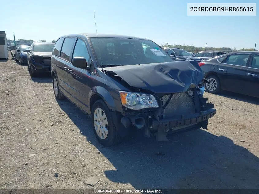 2017 Dodge Grand Caravan Se VIN: 2C4RDGBG9HR865615 Lot: 40640898