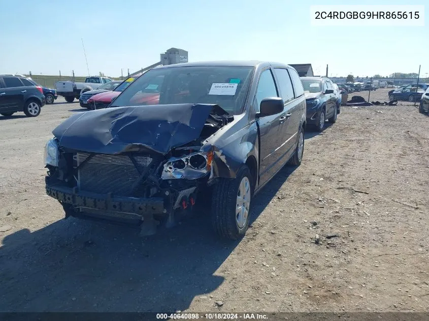 2017 Dodge Grand Caravan Se VIN: 2C4RDGBG9HR865615 Lot: 40640898