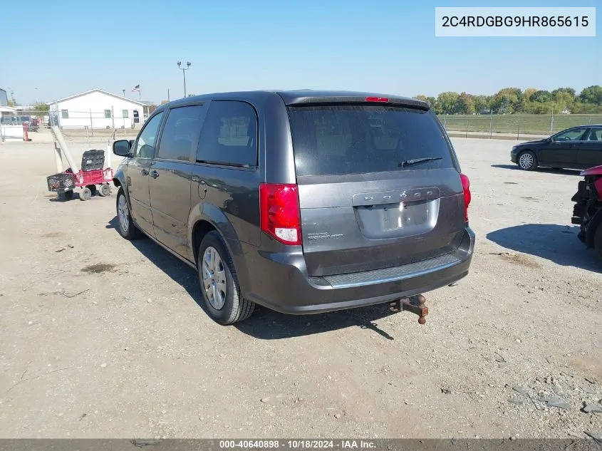 2017 Dodge Grand Caravan Se VIN: 2C4RDGBG9HR865615 Lot: 40640898