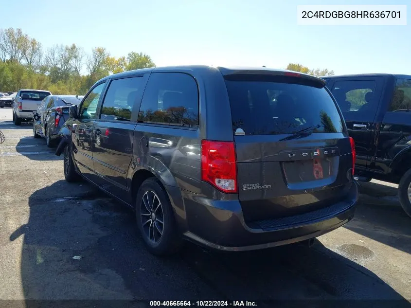 2017 Dodge Grand Caravan Se Plus VIN: 2C4RDGBG8HR636701 Lot: 40665664