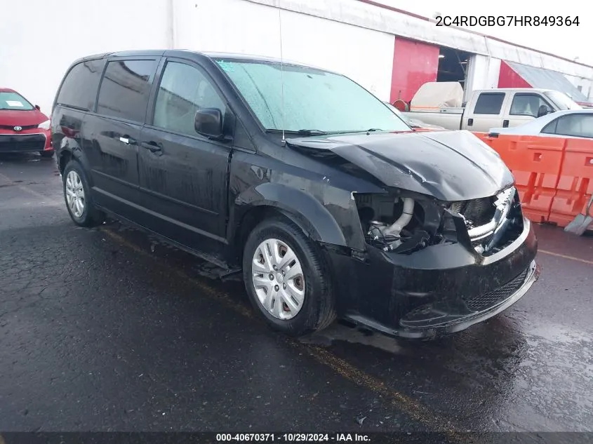 2017 Dodge Grand Caravan Se VIN: 2C4RDGBG7HR849364 Lot: 40670371