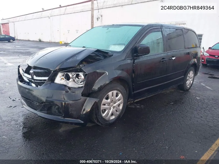 2017 Dodge Grand Caravan Se VIN: 2C4RDGBG7HR849364 Lot: 40670371