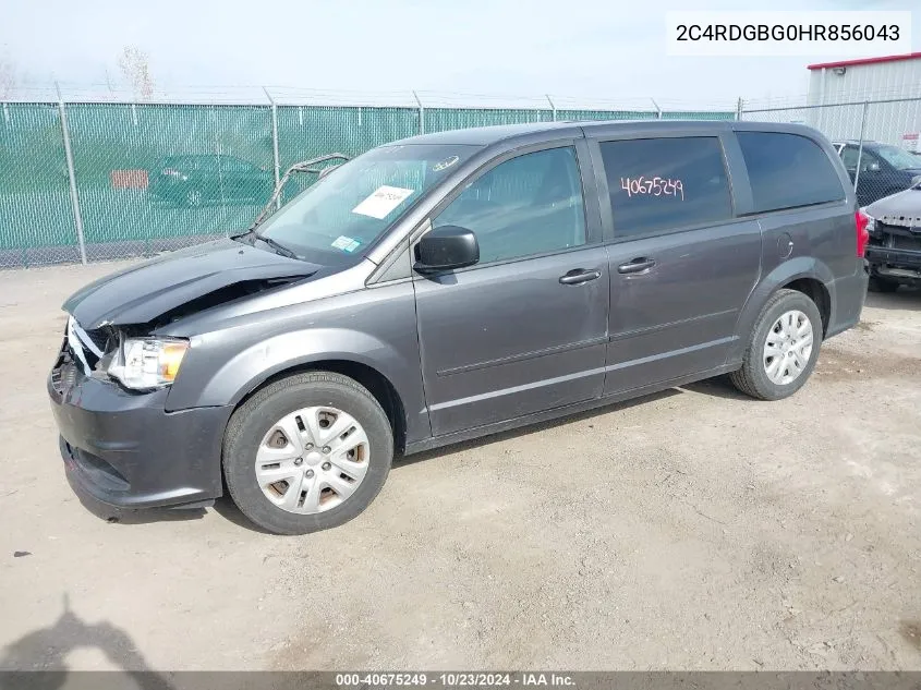 2017 Dodge Grand Caravan Se VIN: 2C4RDGBG0HR856043 Lot: 40675249