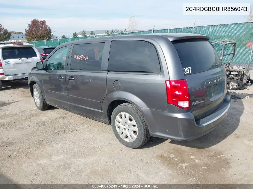 2017 Dodge Grand Caravan Se VIN: 2C4RDGBG0HR856043 Lot: 40675249