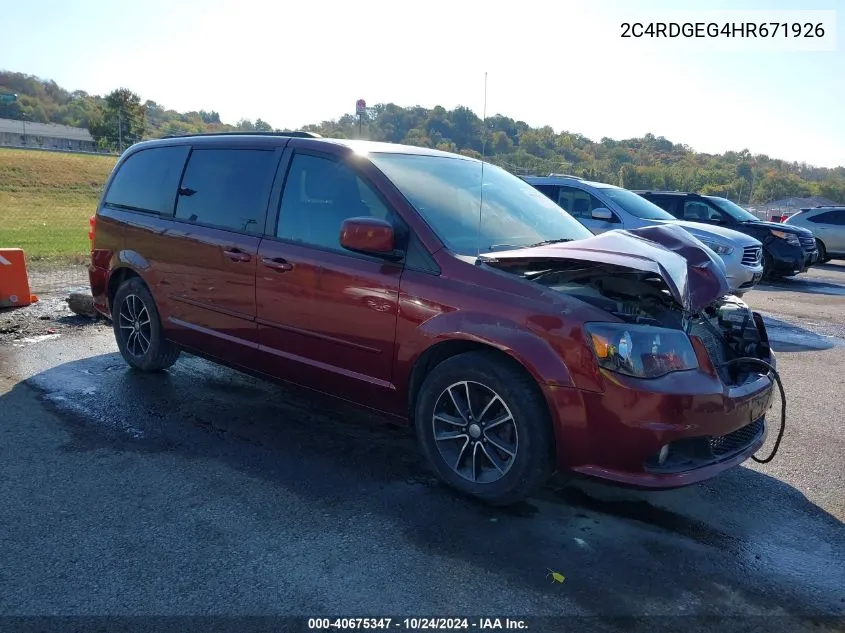 2017 Dodge Grand Caravan Gt VIN: 2C4RDGEG4HR671926 Lot: 40675347