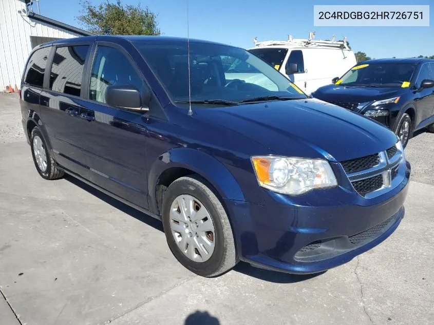 2C4RDGBG2HR726751 2017 Dodge Grand Caravan Se