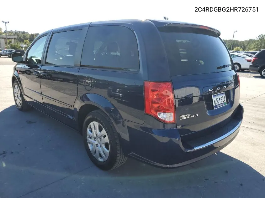 2C4RDGBG2HR726751 2017 Dodge Grand Caravan Se