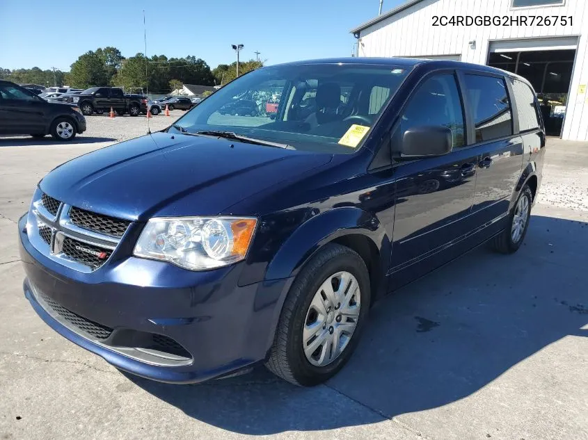 2017 Dodge Grand Caravan Se VIN: 2C4RDGBG2HR726751 Lot: 40680002