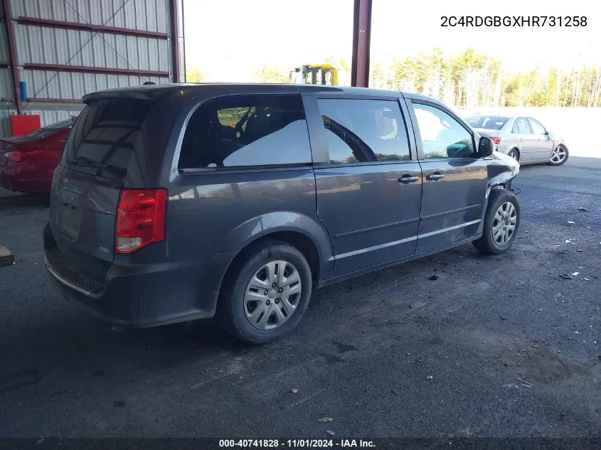 2017 Dodge Grand Caravan Se VIN: 2C4RDGBGXHR731258 Lot: 40741828