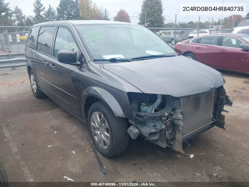 2017 Dodge Grand Caravan Se VIN: 2C4RDGBG4HR840735 Lot: 40749096