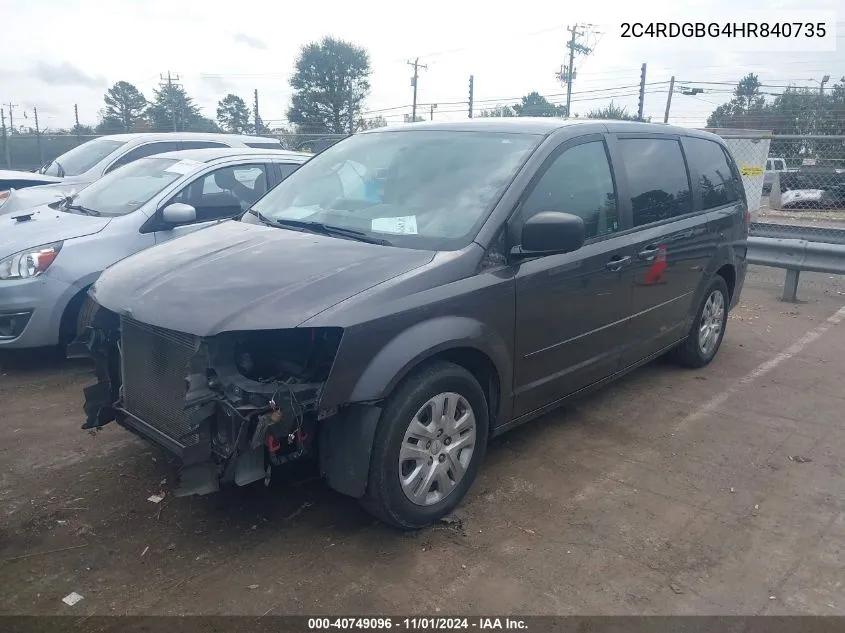 2017 Dodge Grand Caravan Se VIN: 2C4RDGBG4HR840735 Lot: 40749096