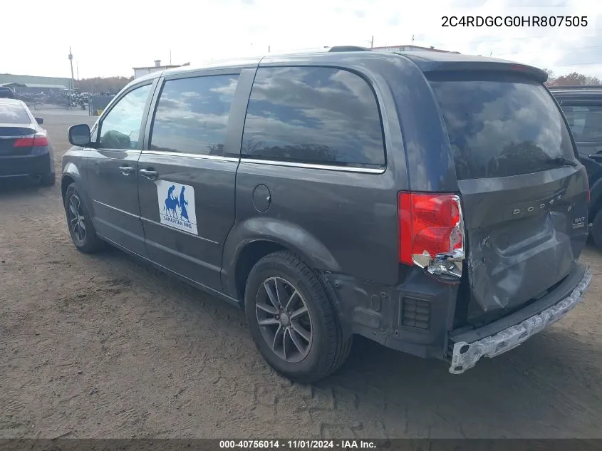 2017 Dodge Grand Caravan Sxt VIN: 2C4RDGCG0HR807505 Lot: 40756014