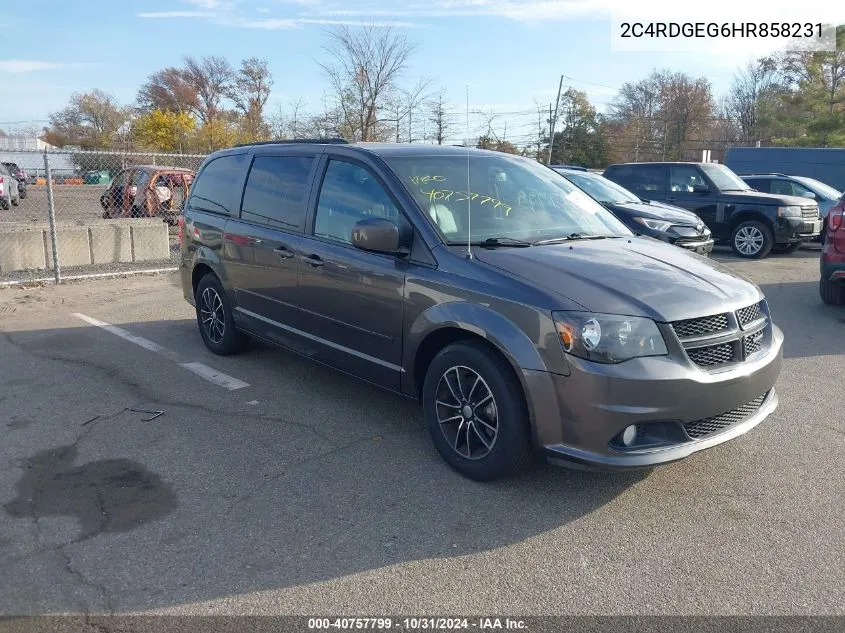 2017 Dodge Grand Caravan Gt VIN: 2C4RDGEG6HR858231 Lot: 40757799