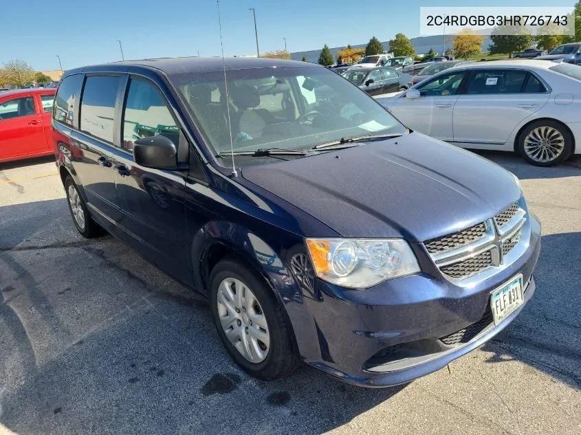 2017 Dodge Grand Caravan Se VIN: 2C4RDGBG3HR726743 Lot: 40770835