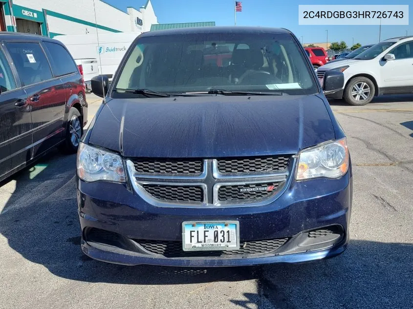 2017 Dodge Grand Caravan Se VIN: 2C4RDGBG3HR726743 Lot: 40770835