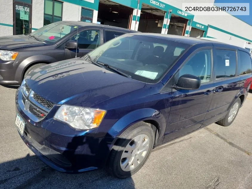 2017 Dodge Grand Caravan Se VIN: 2C4RDGBG3HR726743 Lot: 40770835