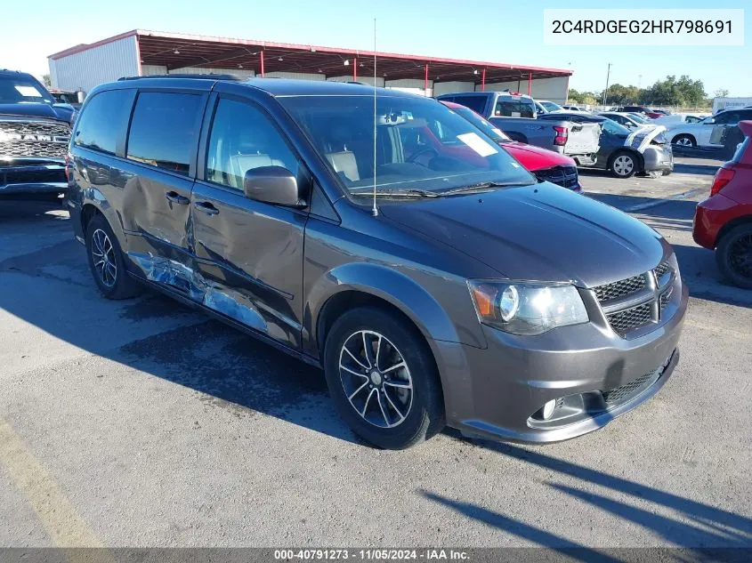 2017 Dodge Grand Caravan Gt VIN: 2C4RDGEG2HR798691 Lot: 40791273