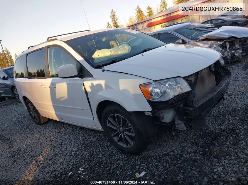 2017 Dodge Caravan VIN: 2C4RDGCUXHR750865 Lot: 40791450