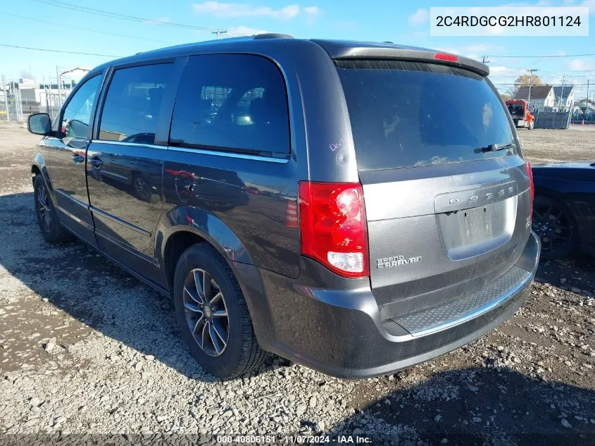 2017 Dodge Grand Caravan Sxt VIN: 2C4RDGCG2HR801124 Lot: 40806151