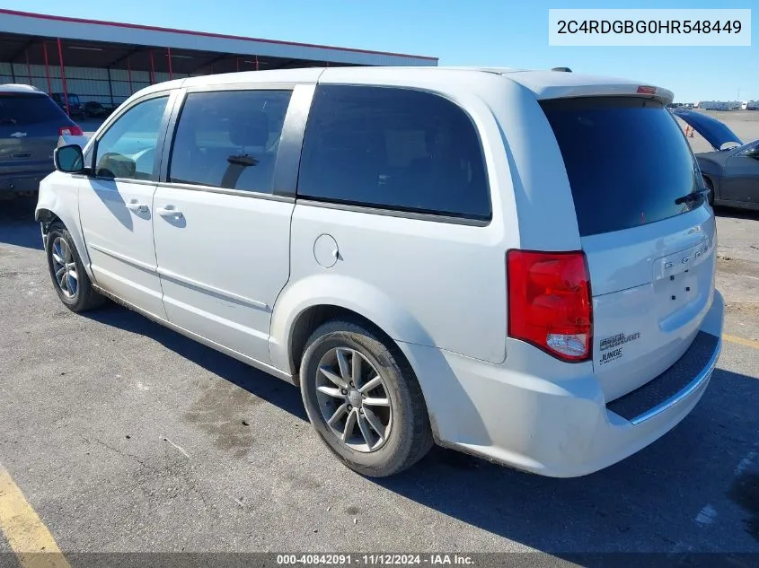 2017 Dodge Grand Caravan Se Plus VIN: 2C4RDGBG0HR548449 Lot: 40842091