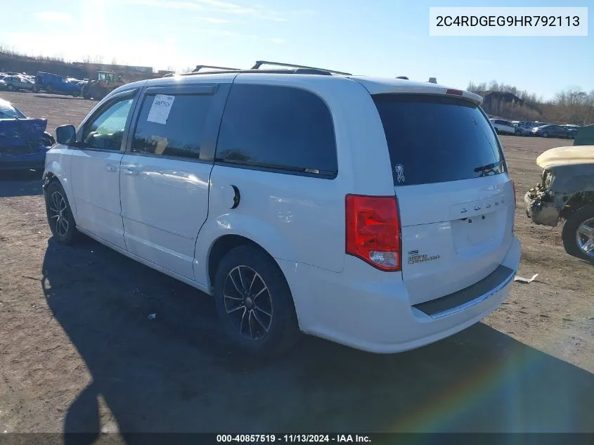 2017 Dodge Grand Caravan Gt VIN: 2C4RDGEG9HR792113 Lot: 40857519