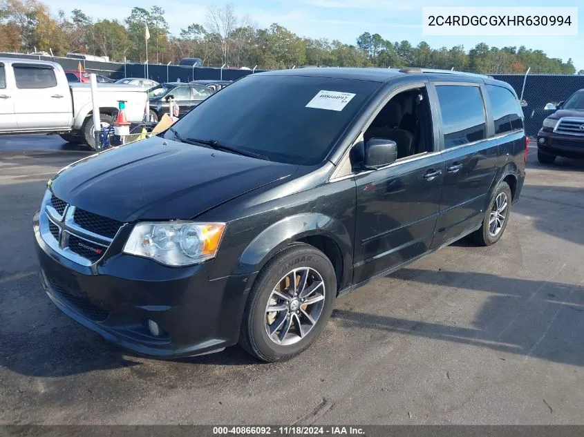 2017 Dodge Grand Caravan Sxt VIN: 2C4RDGCGXHR630994 Lot: 40866092