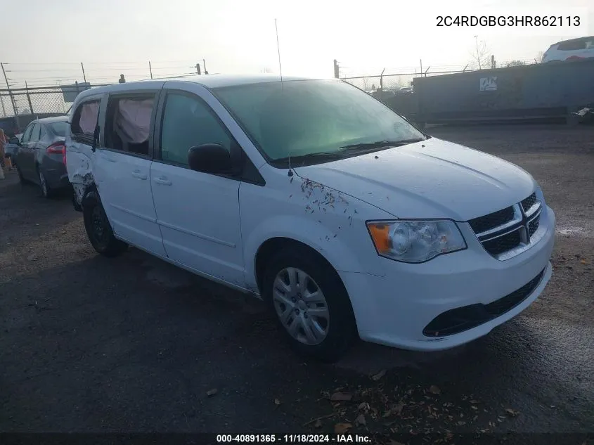 2017 Dodge Grand Caravan Se VIN: 2C4RDGBG3HR862113 Lot: 40891365