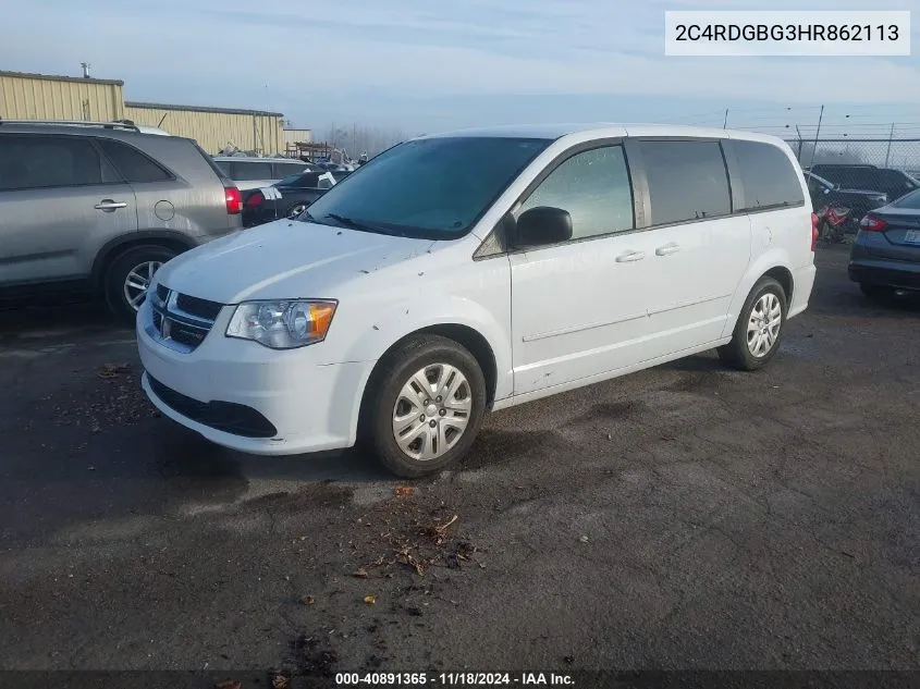 2017 Dodge Grand Caravan Se VIN: 2C4RDGBG3HR862113 Lot: 40891365