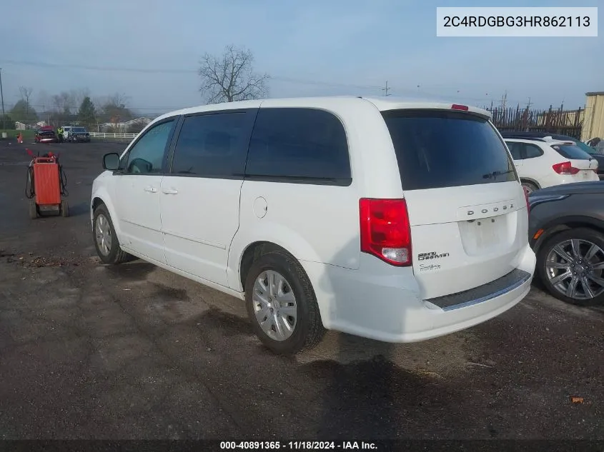 2017 Dodge Grand Caravan Se VIN: 2C4RDGBG3HR862113 Lot: 40891365