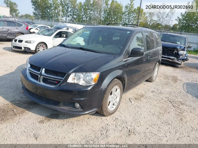 2018 Dodge Grand Caravan Crew VIN: 2C4RDGDG5JR302693 Lot: 12098833