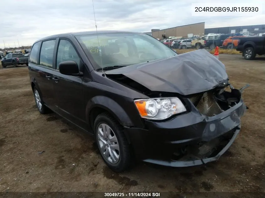 2018 Dodge Grand Caravan Se VIN: 2C4RDGBG9JR155930 Lot: 30049725