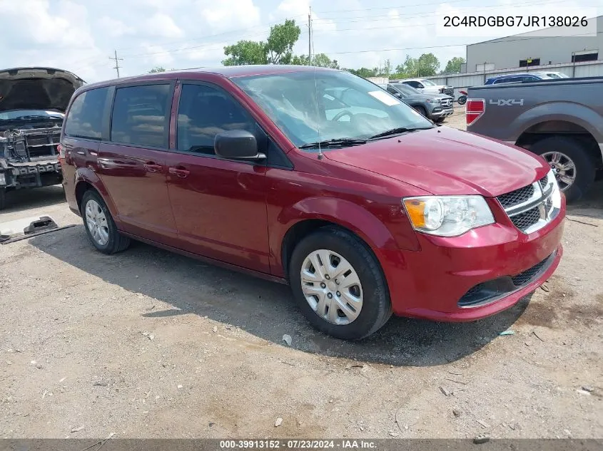 2018 Dodge Grand Caravan Se VIN: 2C4RDGBG7JR138026 Lot: 39913152