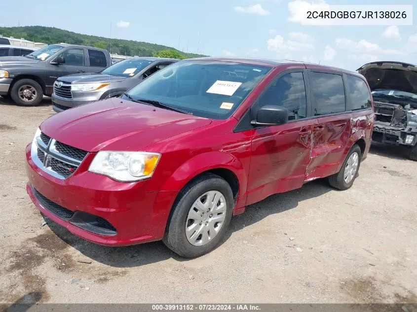 2018 Dodge Grand Caravan Se VIN: 2C4RDGBG7JR138026 Lot: 39913152