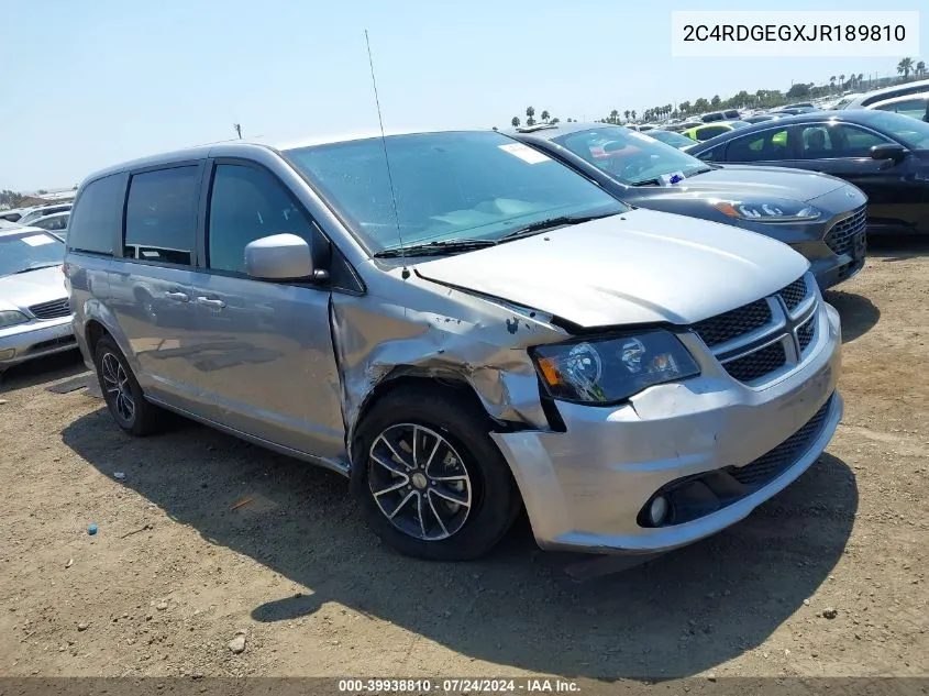 2018 Dodge Grand Caravan Gt VIN: 2C4RDGEGXJR189810 Lot: 39938810