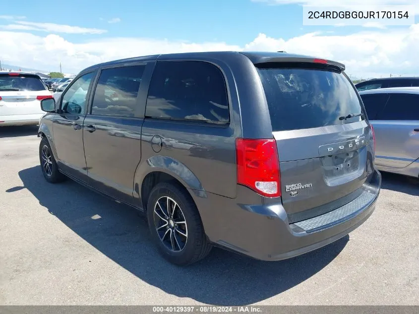 2018 Dodge Grand Caravan Se Plus VIN: 2C4RDGBG0JR170154 Lot: 40129397