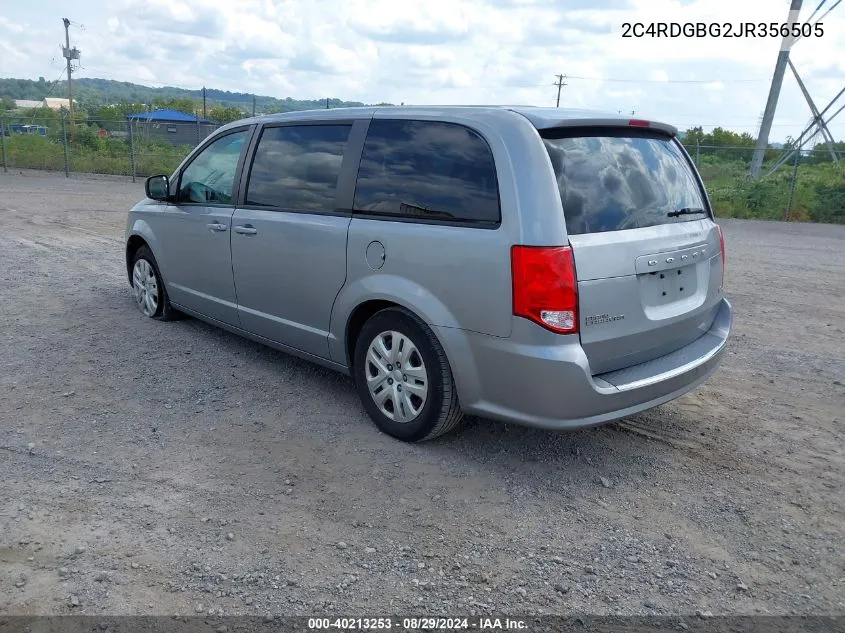 2018 Dodge Grand Caravan Se VIN: 2C4RDGBG2JR356505 Lot: 40213253