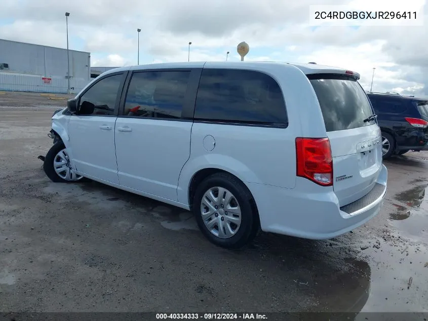 2018 Dodge Grand Caravan Se VIN: 2C4RDGBGXJR296411 Lot: 40334333