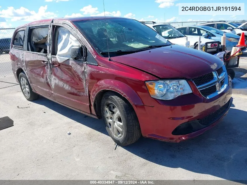 2018 Dodge Grand Caravan Se VIN: 2C4RDGBG1JR191594 Lot: 40334947