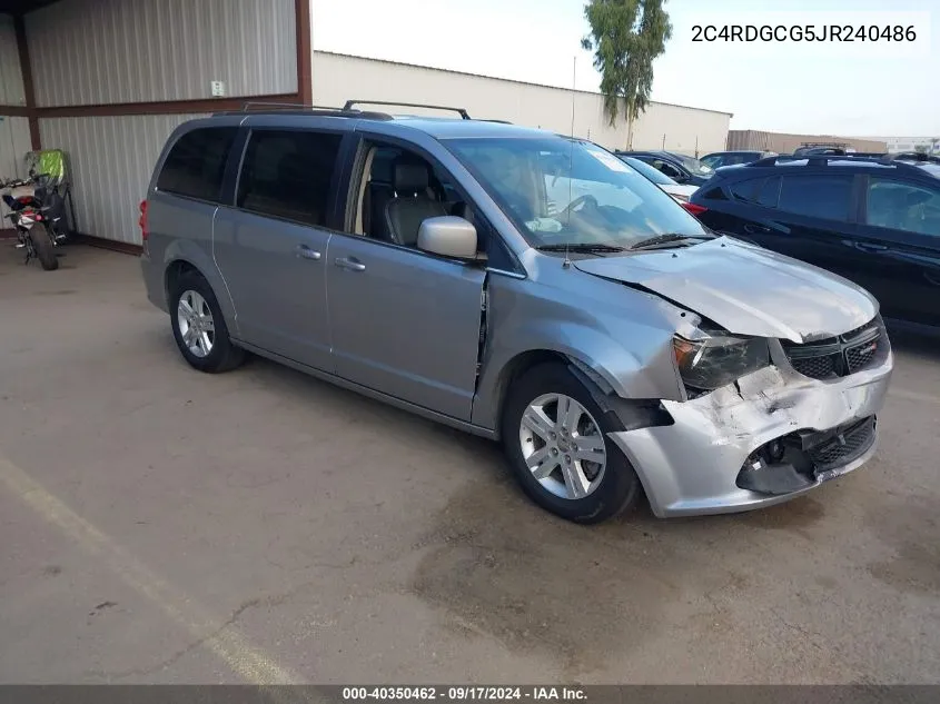 2018 Dodge Grand Caravan Sxt VIN: 2C4RDGCG5JR240486 Lot: 40350462