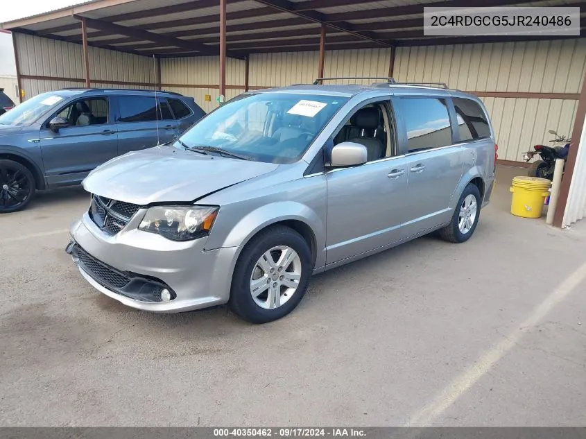 2018 Dodge Grand Caravan Sxt VIN: 2C4RDGCG5JR240486 Lot: 40350462