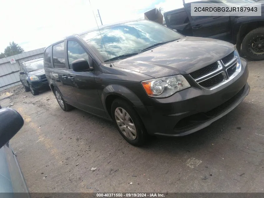 2018 Dodge Grand Caravan Se VIN: 2C4RDGBG2JR187943 Lot: 40371550