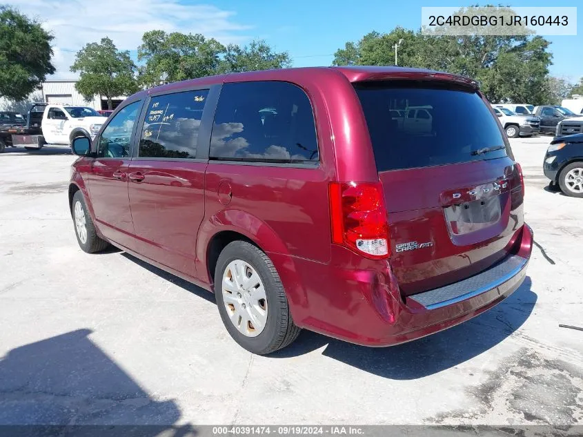 2018 Dodge Grand Caravan Se VIN: 2C4RDGBG1JR160443 Lot: 40391474